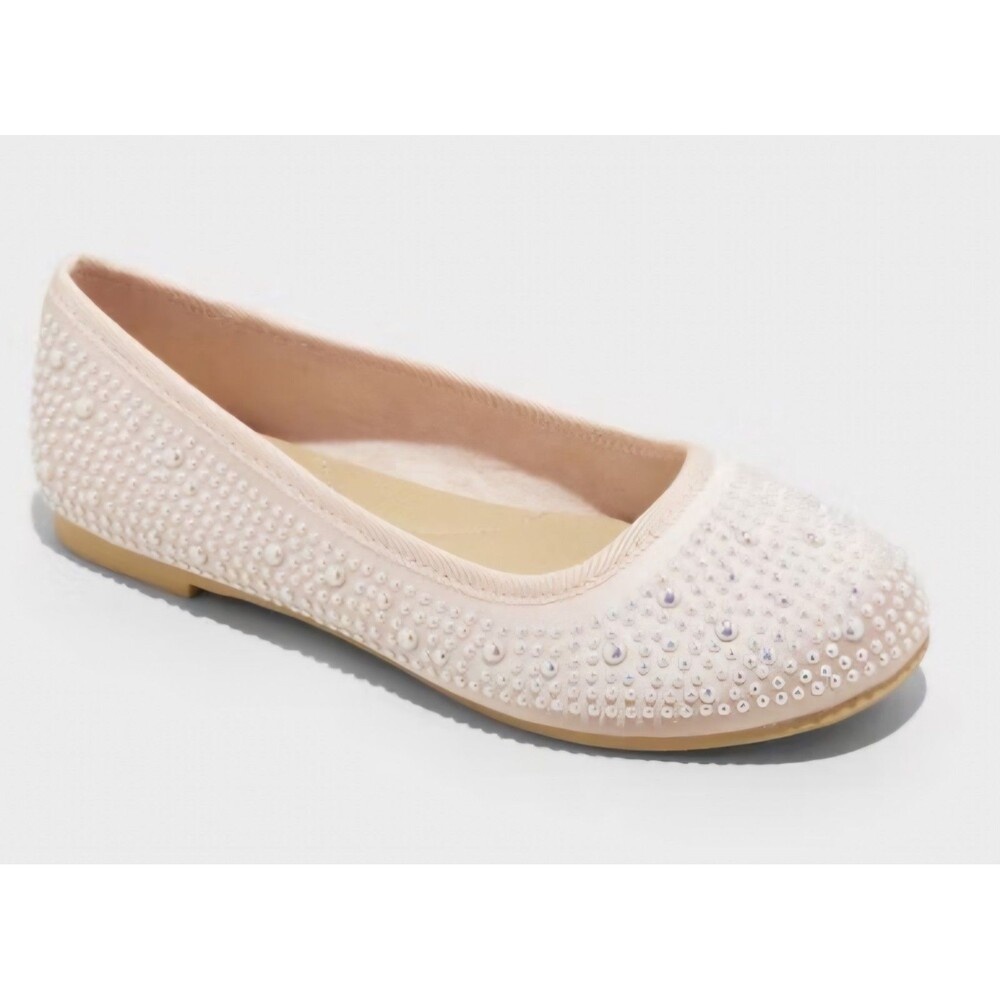Sold!! Cat & Jack Kids' Lisa Embellished Pearl Ballet Flats Blush Pink